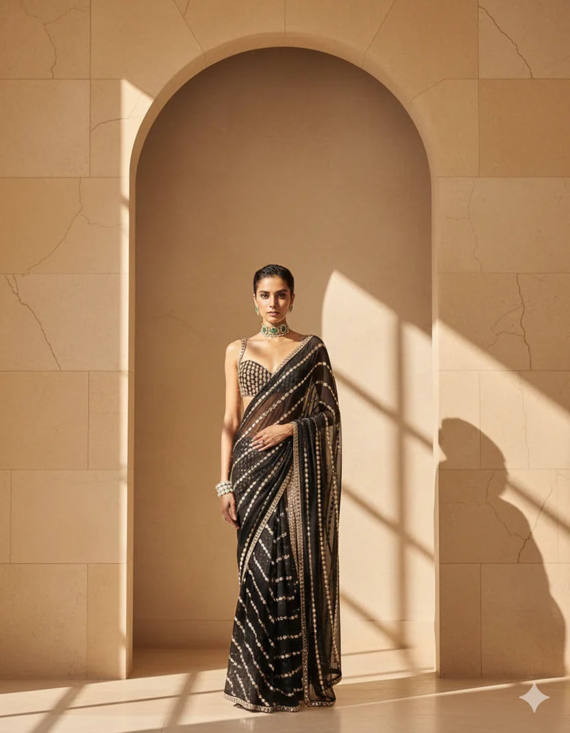 Kareena Purple Mirror Work Saree