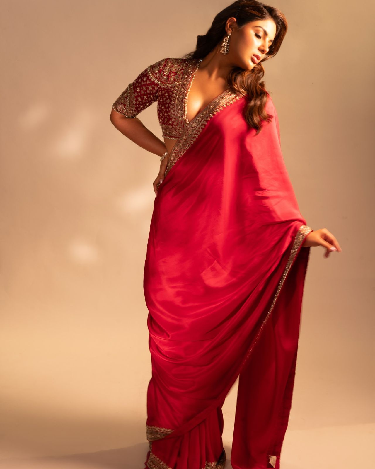 Red bougainvillea saree