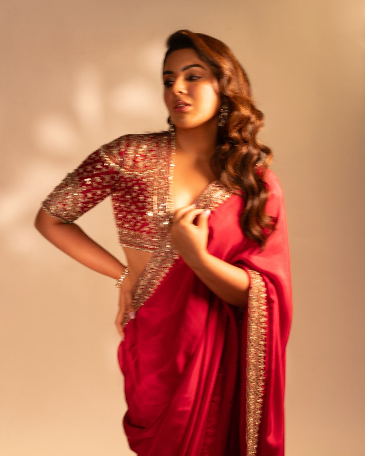Red bougainvillea saree
