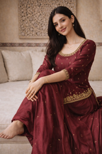 Firoz Maroon zari Sharara Suit