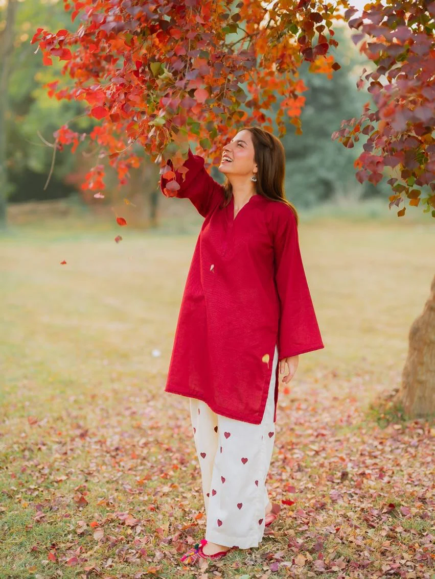 Crimson Breeze Straight Kurta Set