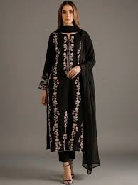 Dusky Midnight Black Straight Kurta Suit Set