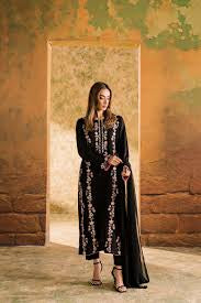 Dusky Midnight Black Straight Kurta Suit Set