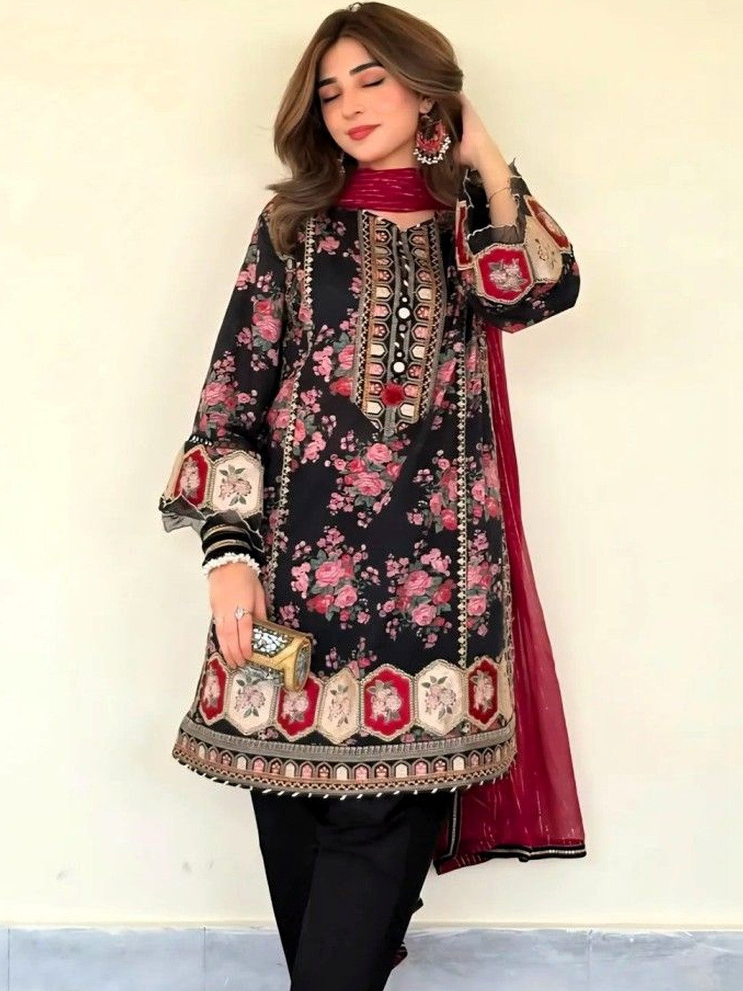 Vintage Velvet Rose Straight Suit