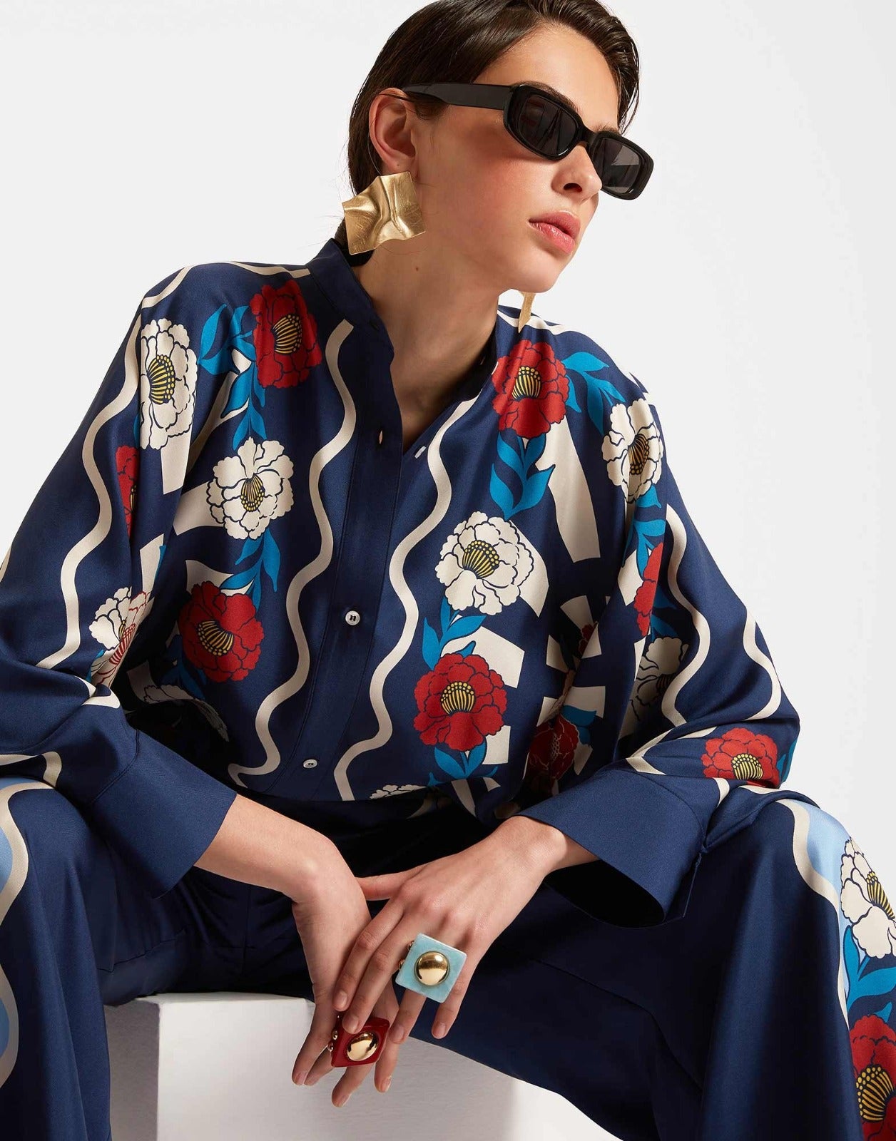 Navy Floral Summer Co-ord Set