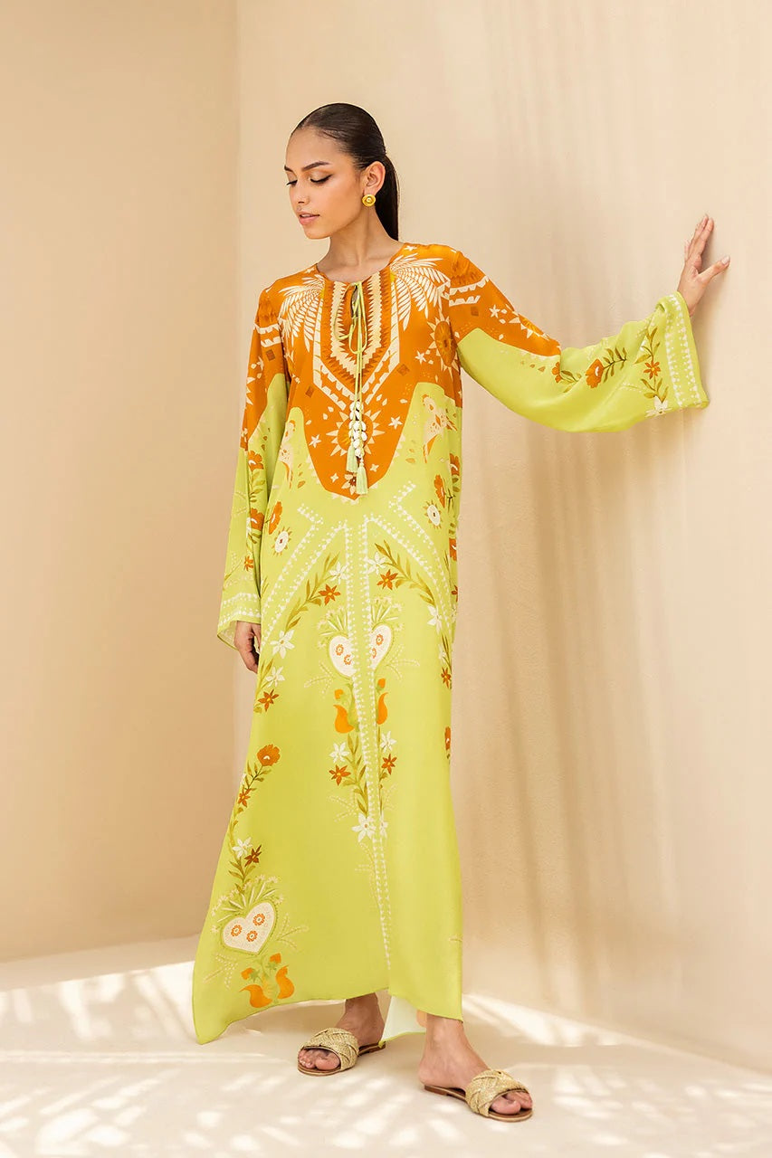 Citrus Sunburst Kaftan Suit Set