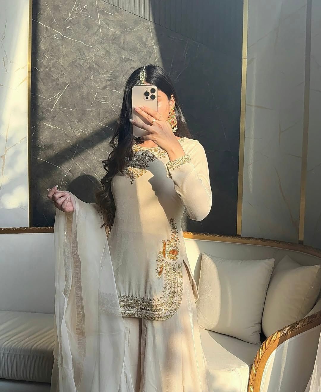 Gold Regal Embroidered Suit Set