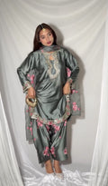 Rihanna Silver Embroidered Suit Set