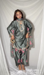 Rihanna Silver Embroidered Suit Set