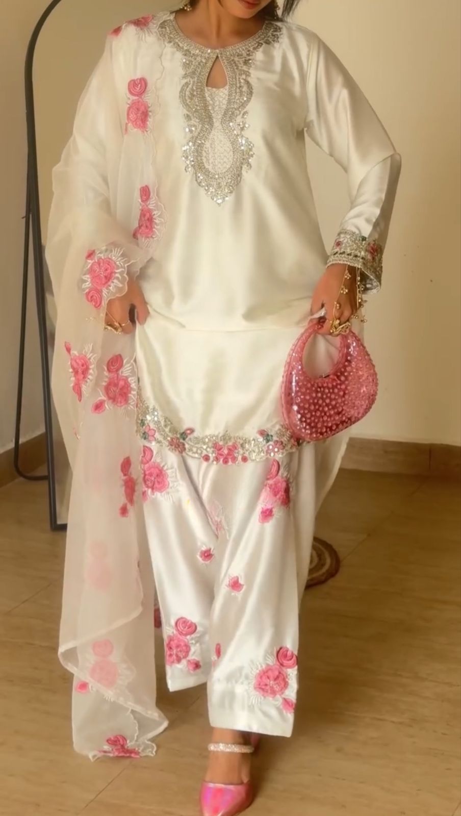 Rihanna Silver Embroidered Suit Set