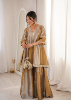 Vani Golden Sharara Set