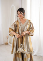 Vani Golden Sharara Set