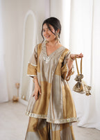 Vani Golden Sharara Set