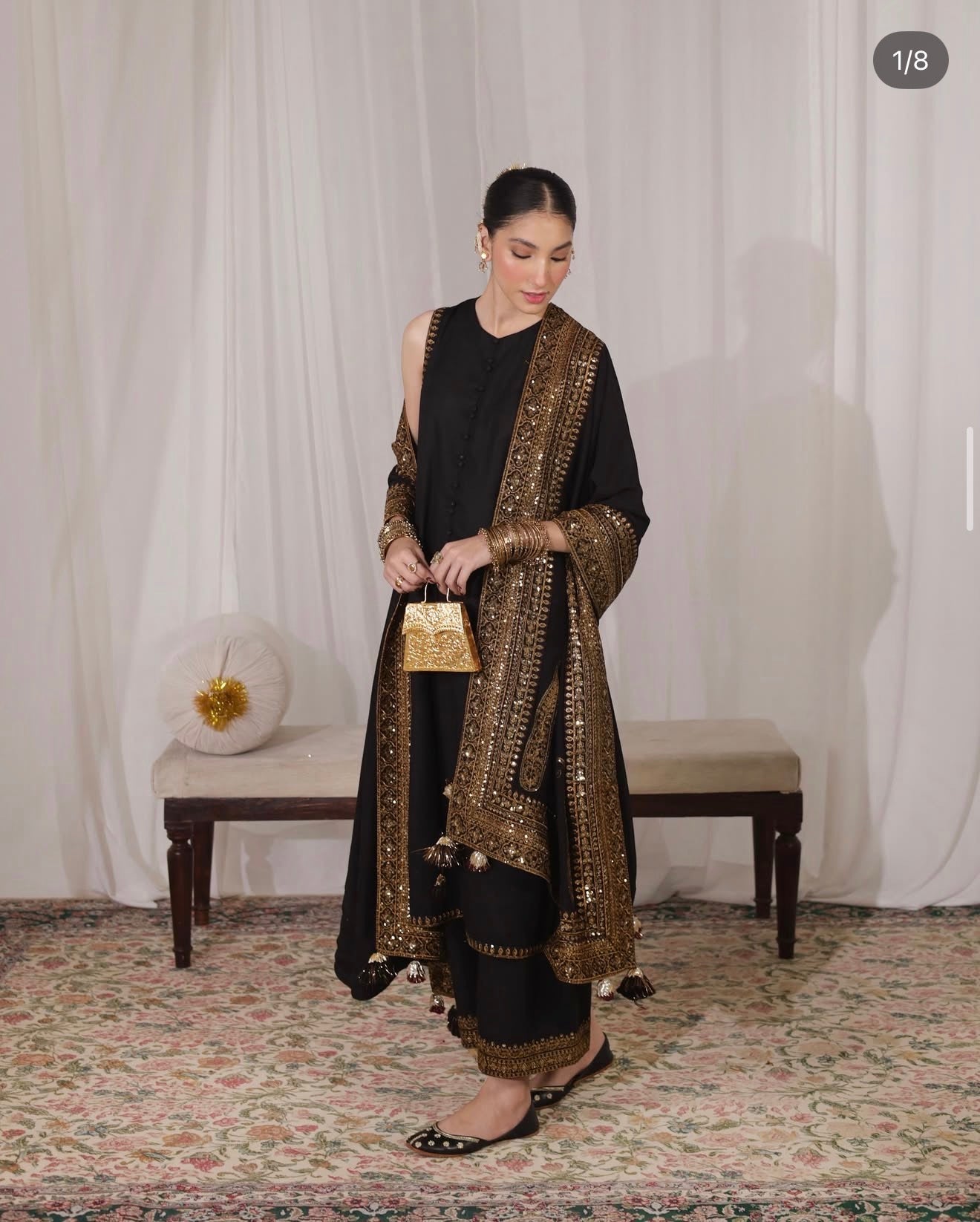 Tamanna Black Golden Suit