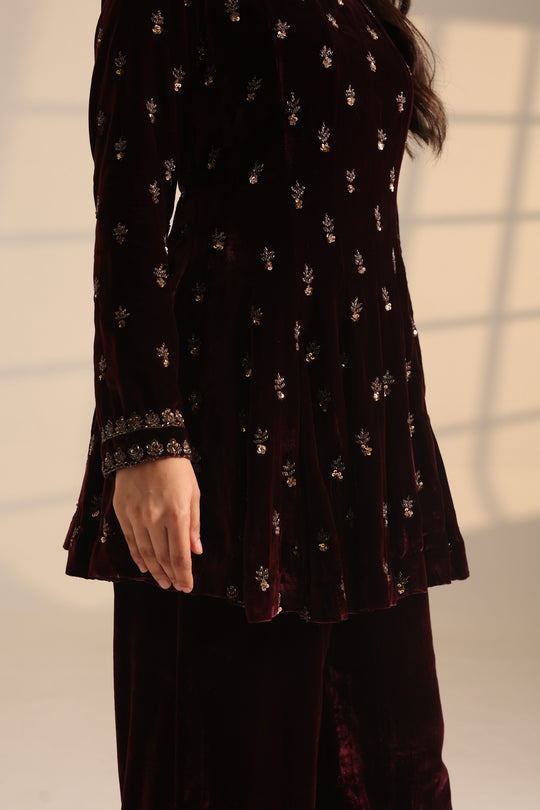 Reshma Wine Velvet Set