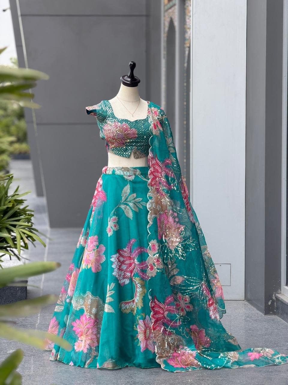 Riva Teal Lehenga Set
